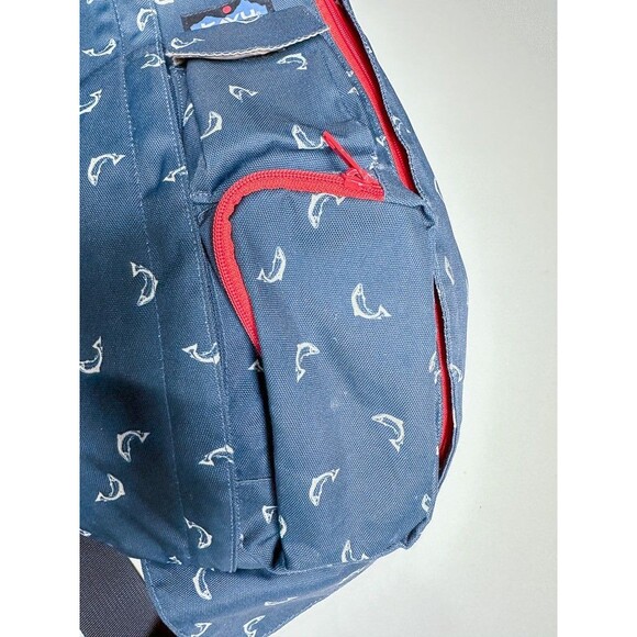 Kavu Rope Sling Bag Rare Fish Print Pockets Navy with Red Canvas Hiking Everyday - Picture 5 of 9